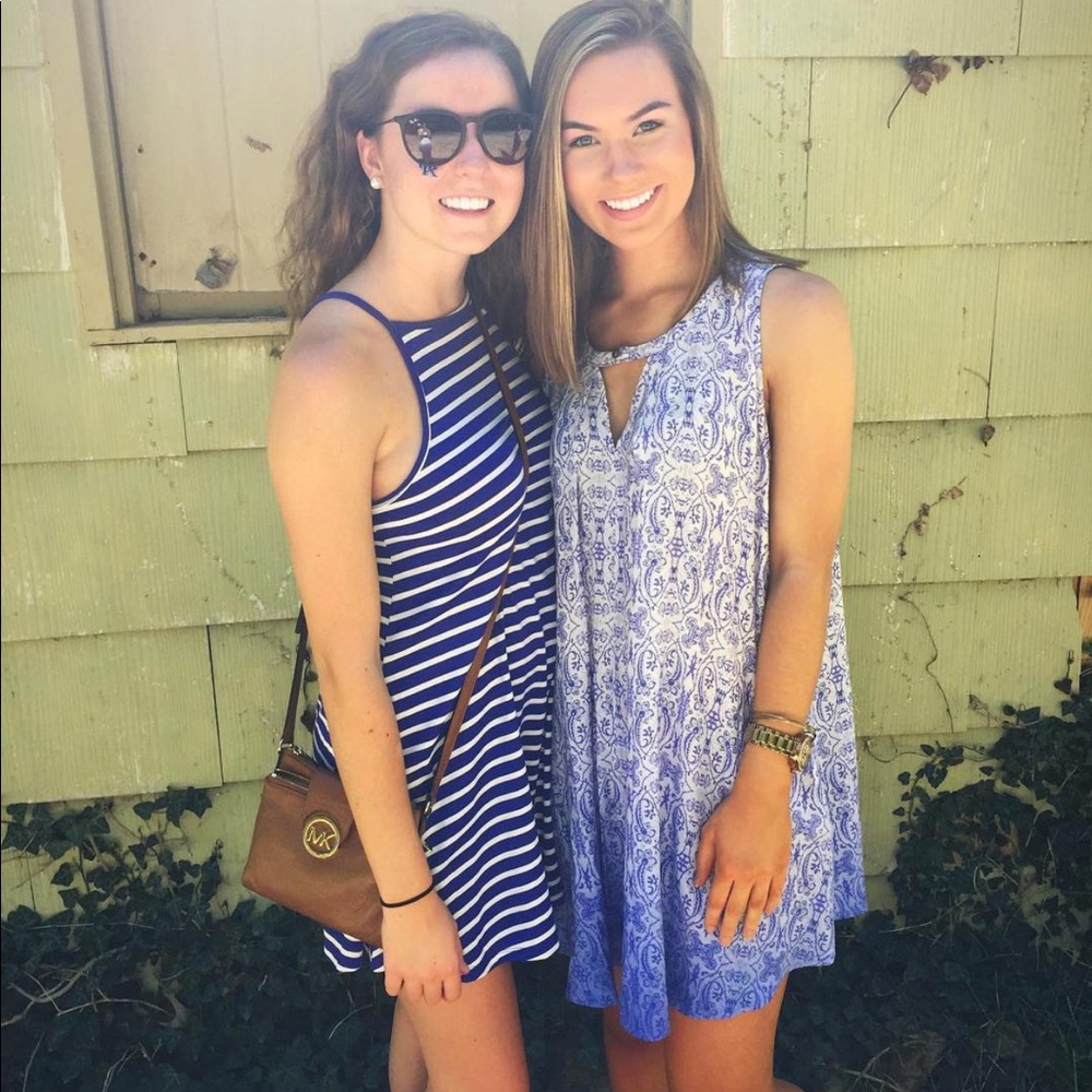 Red dress boutique ombré blue dress